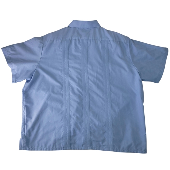 Haband Guayabera Shirt Men Size 3XL Blue Front Zip Short Sleeve 4 Front Pockets - Picture 3 of 11